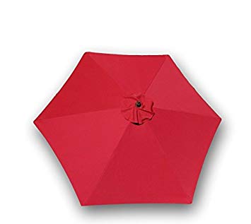 9ft Umbrella Replacement Canopy 6 Ribs in Red (Canopy Only)