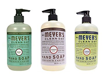 Mrs. Meyer's Hand Soap Variety Pack Lemon Verbena, Basil, Lavender 12.5 Fluid Ounce