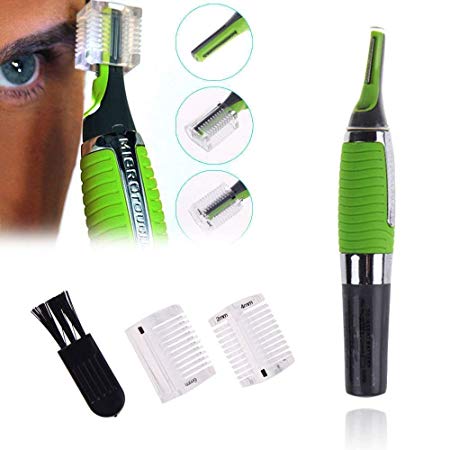 ADTALA Nose Hair Trimmer,Electronic Stainless Steel Nose Ear Eyebrow Side burn and Beard Hair Clipper with LED Light for Men & Women-Green