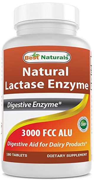 Best Naturals Fast Acting Lactase Enzyme Tablet, 3000 Fcc Alu, 180 Count