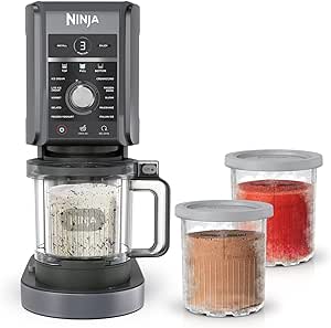 Ninja CREAMi Deluxe 11-In-1 Ice Cream Maker & Frozen Dessert Maker with 3 Tubs, Makes Ice Cream, Gelato, Sorbet, Frozen Yoghurt, Milkshakes, Slushi & More, 2-in-1 Flavour Option, Silver, NC501