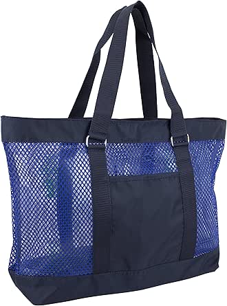 Eastsport Mesh Tote Waterproof Beach Bag for Shopping Vacation Swimming Family Travel Essentials