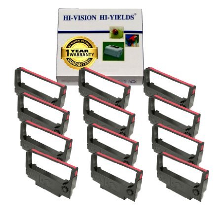 HI-VISION Compatible ERC 30/34/38 (Black/Red) Ink Ribbon Replacement (12 Pack) for ERC-30, M119, M119B, M119D, M133A, M270, M52JB, IT-U375, TM-200, TM-260