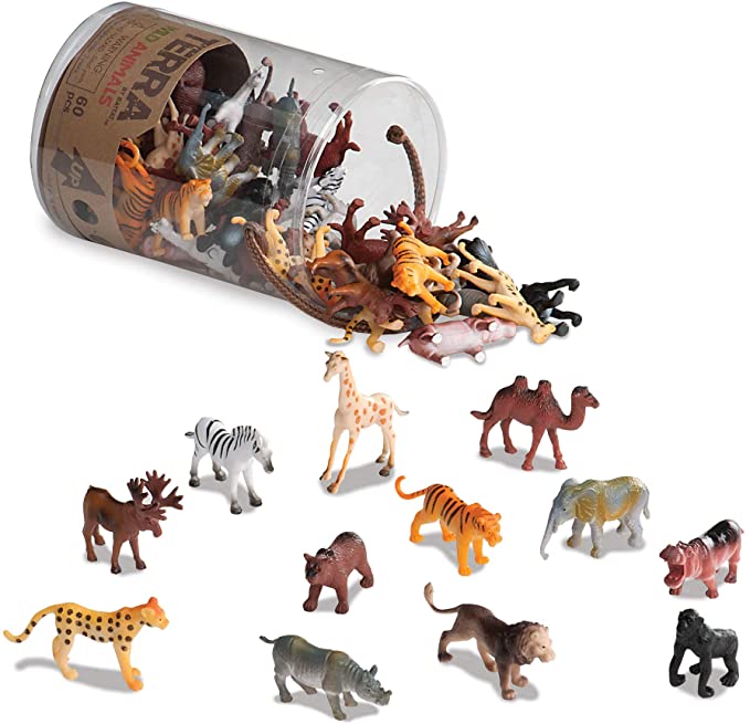 Terra by Battat – Wild Animals – Assorted Miniature Wild Animal Toys & Cake Toppers for Kids 3  (60 Pc)