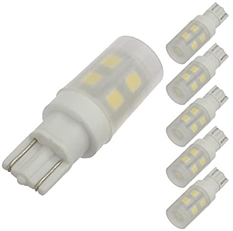 Ledwholesalers T10 Wedge Base Omnidirectional 1.5-Watt LED Light Bulb with Translucent Cover 12V AC/DC ETL-Listed (6-Pack), White 6000K, 14606WHx6