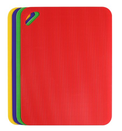 Dexas Heavy Duty Grippmat Flexible Cutting Board Set of Four, 11.5 by 14 inches, Blue, Green, Yellow, Red