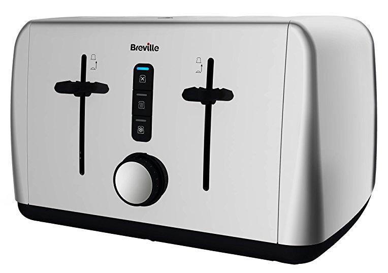 Breville VTT742 Outline Polished 4 Slice Toaster, Stainless Steel