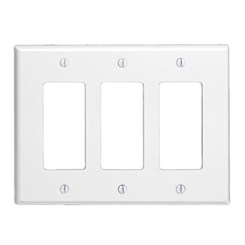 Leviton 80611-W 3-Gang Decora/GFCI Device Decora Wallplate, White