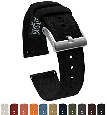 BARTON Canvas Quick Release Watch Band Straps - Choose Color & Width - 18mm, 20mm, 22mm