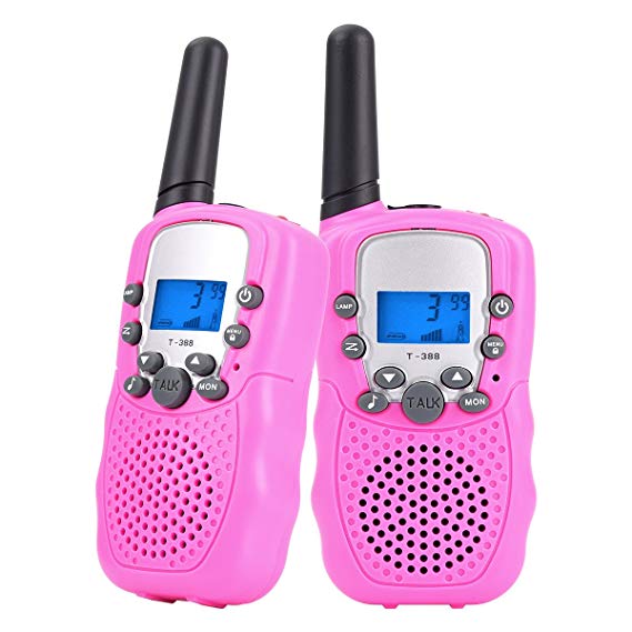 Funkprofi Walkie Talkies for Kids 22 Channels Long Range Rechargeable Two Way Radios, Birthday Gift for Boys and Girls, 1 Pair (Pink T388)