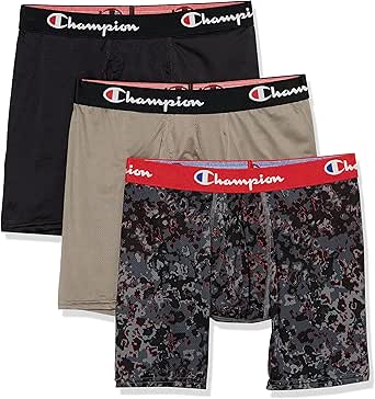 Champion Men's Boxer Brief Pack, Lightweight Stretch Mesh Underwear, 3-Pack