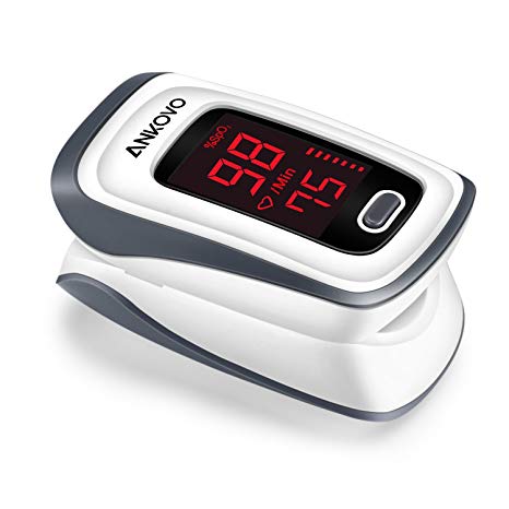ANKOVO Pulse Oximeter Fingertip Blood Oxygen Saturation Monitor Pulse Rate and SpO2 Level with Lanyard and Batteries