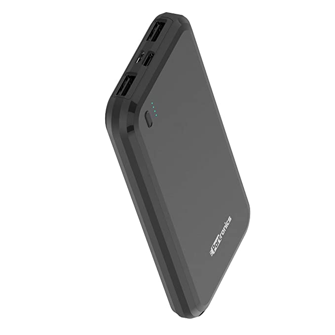 Portronics Power Brick 10 10000mAh Power Bank with LED Indicator, 2.0A Dual Input (Type C   Micro USB) and Dual USB Output (2.1A   1.0A) for All Android and iOS Devices (Black)