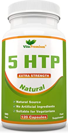 Natural 5HTP 100mg, 120 Vegetarian Capsules, 4-Month Supply, Non-GMO, Extra Strength Sleeping Aid
