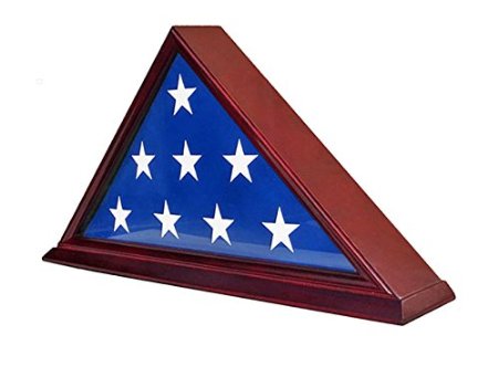 DisplayGifts FC06-CH Solid Wood Elegant 5 x 9.5' Flag Display Case for Burial/Funeral/Veteran Flag, Cherry