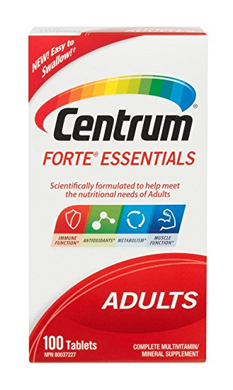 Centrum Forte Essentials, Complete Multivitamin & Mineral Supplement, Adults, 100 Tablets