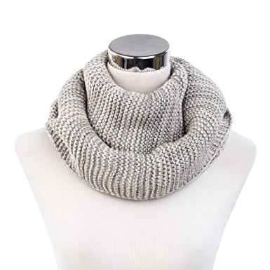 Two-Tone Winter Knit Warm Infinity Circle Scarf - Different Colors Available