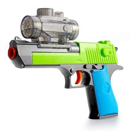 Foam Dart Gun Blaster Toy - Shoot Water Ball Spring Powered, Light up Aiming Scope, Suction Darts, Clear Eco-Friendly Shooting Battle, USA Warranty & Support