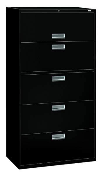 The HON Company H685.L.P HON685LP HON 685LP 600 Series 36-Inch by 19-1/4-Inch 5-Drawer Lateral File, Black