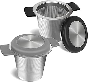 Shintop Fine Mesh Tea Infusers, 2PCS Large Tea Strainers for Loose Tea Stainless Steel Tea Steeper with Heat Proof Silicone Handles Reusable Tea Filter Tea Holder for Cup Mug Coffeepot