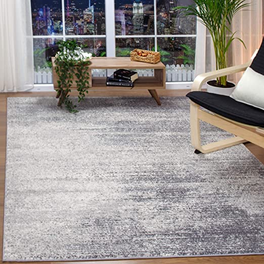 Antep Rugs Florida Collection Distressed Modern Abstract Polypropylene Indoor Area Rug (Grey, 3' x 5')