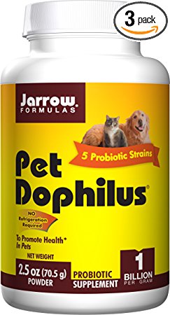 Jarrow Formulas Pet Dophilus, 1 Billion Organisms Per Gram, Probiotic for Pets, 70.5 g (Cool Ship, pack of 3)