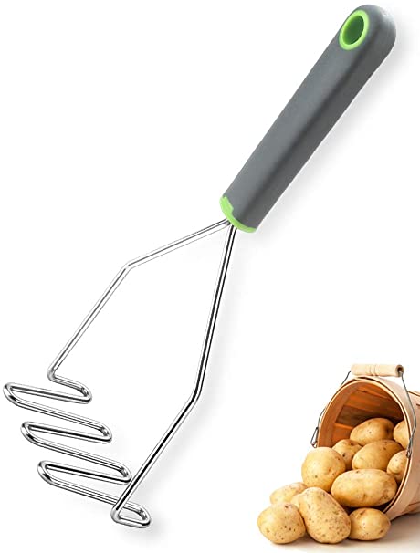 Potato Masher Stainless Steel, Masher kitchen Tool, Potato Masher Hand for Making Mashed Potatoes - Green