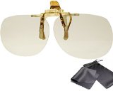 High Quality 3d Clip on Glasses - Gold Edition - Circularly Polarized - For Reald Cinema and Passive 3d Tvs Such As Lg Cinema 3d Philips Easy 3d 3d Televisions From Sony Toshiba Panasonic Grundig and Hisense - With Pouch and Cleaning Cloth