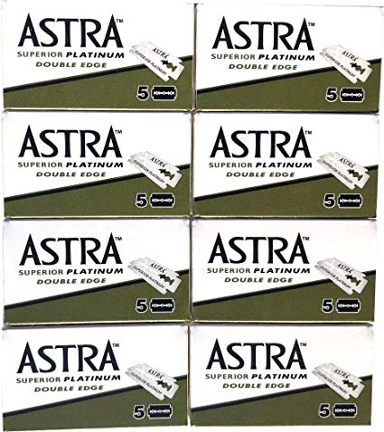 Astra Superior Platinum Double Edge Safety Razor Blades, 40 blades (5x8)