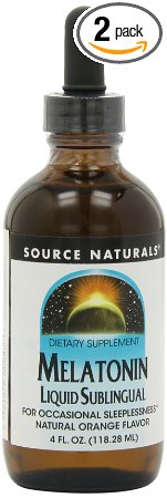 Source Naturals Melatonin Liquid Sublingual, For Occasional Sleeplessness, 4  Fluid Ounces (Pack of 2)