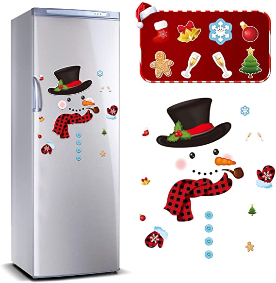 Zonon 27 Pieces Christmas Refrigerator Magnet Snowman Magnet Decoration Cute Xmas Magnet Stickers Holiday Magnet Sets for Christmas Fridge Metal Door Office Cabinets Decoration