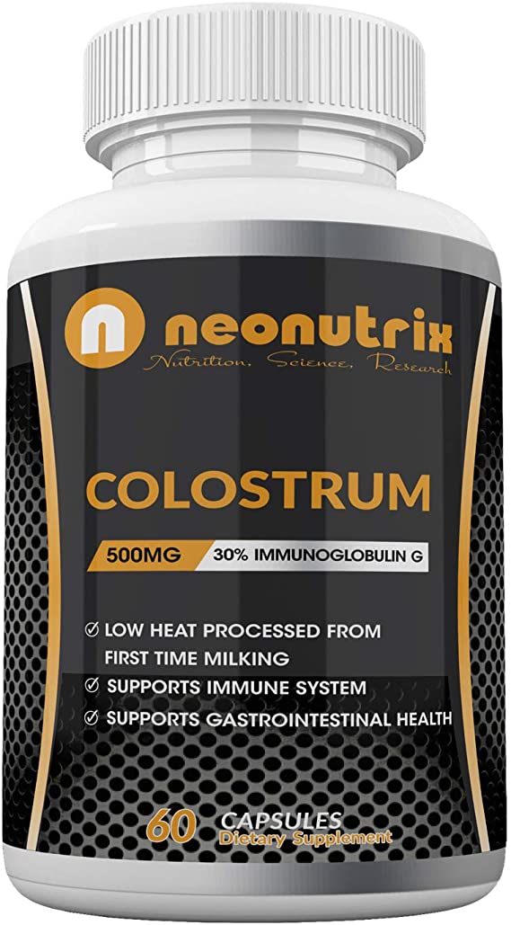 Colostrum Capsules 500mg with 30% Immunoglobulin - Supports Immune & Gut Health - Grass Fed Bovine Colostrum Supplement for Men and Women Non-GMO & Made in USA t 60 Capsules by Neonutrix