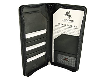 Visconti Large Leather Travel Wallet For Passports, Tickets, Credit Cards - 1157