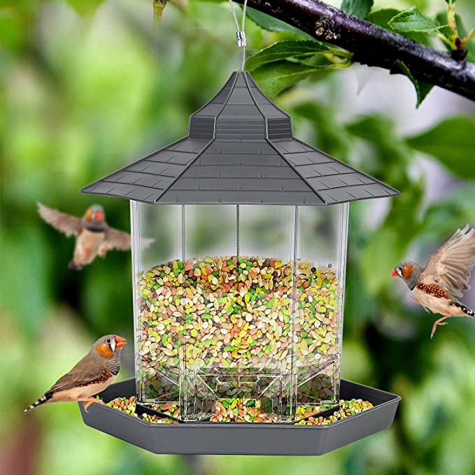Wild Bird Feeders for Outside Hanging,Bird Seed for Outside Feeders for Garden Yard Outdoor Decoration (Grey)