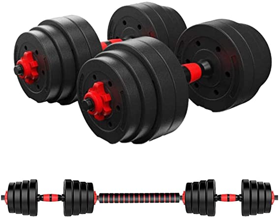 88.18LBS Dumbbell Weights Set for Home Gym, 45.6" Adjustable Barbell Weight Set with Long Connecting Rod and Non-Slip Handle Easy-Adjusting Nut Durable Dumbbells Set for Men and Women