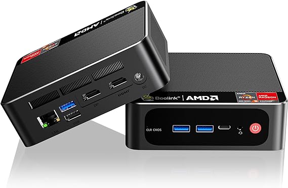 Beelink Mini PC, AMD Ryzen 5560U(Turbo 4.0GHz, 6C/12T), 16GB DDR4 500GB PCIE3.0 SSD SER5 Mini Desktop Computers, Support 4K@60Hz Triple Display/WiFi 6/BT5.2/DP1.4/HDMI2.0/USB3.2 Home/Office