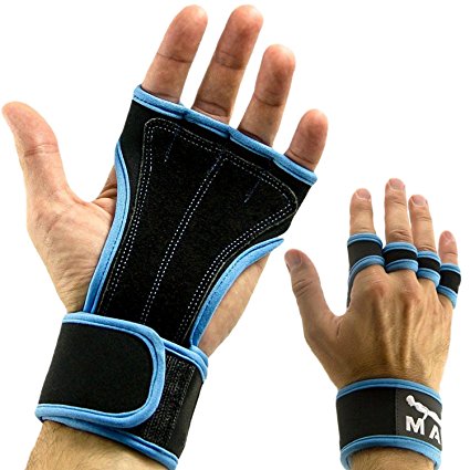 Leather Padding Cross Training Gloves with Wrist Support for WODs & Gym Workouts