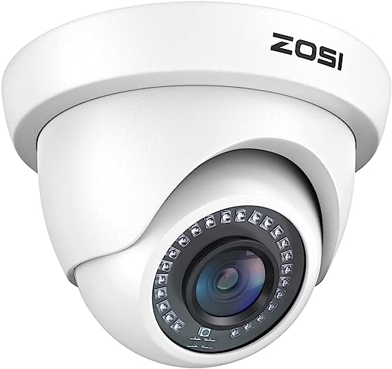 ZOSI 2.0MP 1080P 1920TVL Hybrid 4-in-1 TVI CVI AHD CVBS Security Surveillance CCTV Dome Camera, Weatherproof 80ft IR Day Night Vision For 960H,720P,1080P,5MP,4K analog Surveillance DVR (White)