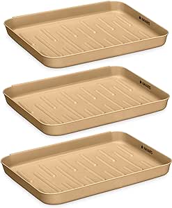 Navaris Set of 3 Shoe Drip Trays - Multi-Purpose Boot Tray for Rain Boots, Winter Boots, Sneakers - Indoor and Outdoor Use in All Seasons - Bronze, S