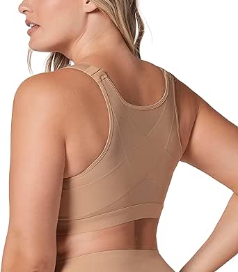 Leonisa Front Closure Posture Corrector Full Coverage Bra - Wireless Back Support Bras for Women