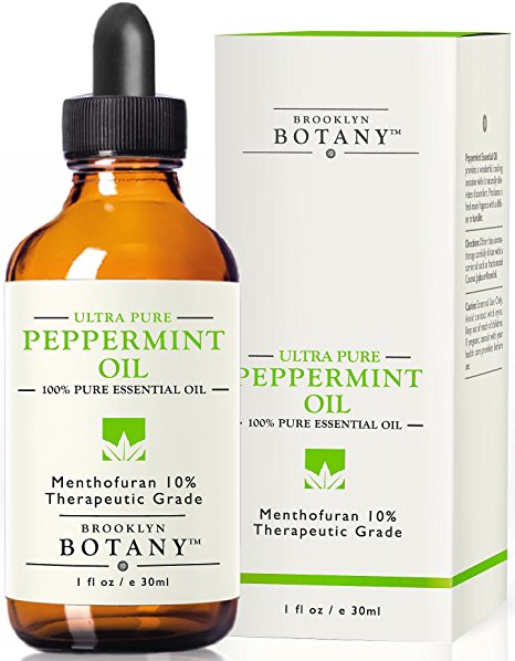 Peppermint Essential Oil 10% Menthofuran - Brooklyn Botany - 100% Pure, 1 fl oz - Great for Aromatherapy, Mice & Spider Repellent