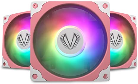 Vetroo Sakura Pink Frame 120mm ARGB LED Case Cooling Fan Computer PC Cooler High Airflow High-Performance Controller Free with 5V 3pin Motherboard Sync (3 Pack)