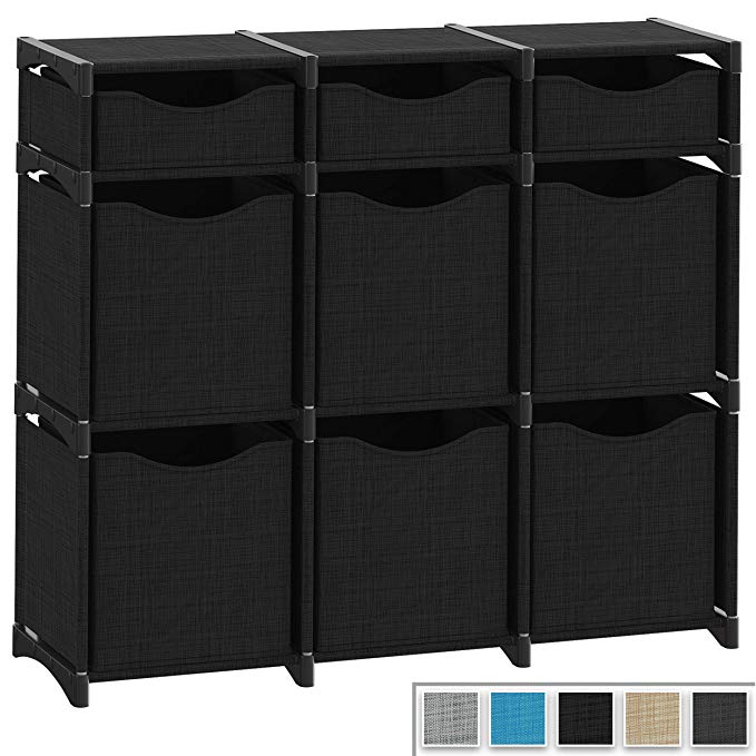 9 Cube Organizer | Set of Storage Cubes Included | DIY Closet Organizer Bins | Cube Organizers and Storage Shelves Unit | Closet Organizer for Bedroom, Playroom, Livingroom, Office, Dorm (Black)