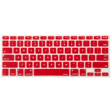 MOSISO Silicone Keyboard Cover Compatible MacBook Pro 13/15 Inch(with/without Retina Display,2015 or Older Version), Older MacBook Air 13 Inch (A1466 / A1369, Release 2010-2017), Red