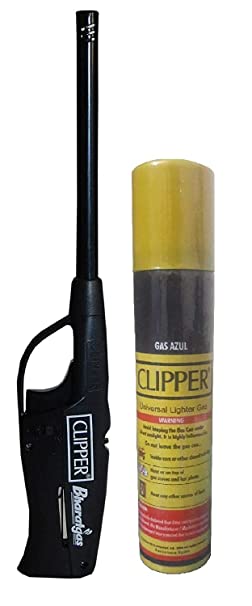 CLIPPER Neo Flama Lighter (Black) with Clipper Gas Refill Can 100ml