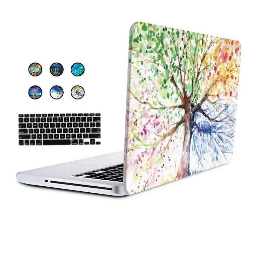 Macbook Air 13" Case, Amever 2 in 1 Soft-Skin Smooth Soft-Touch Rubberized Hard Matte Slim Case Cover Designer Pattern  Soft TPU Keyboard Skin for Macbook Air 13"(A1369 and A1466)-Tree of Life