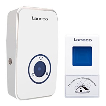 Waterproof Wireless Doorbell Kit for Home, Laneco door bell with 1 Remote Button and 1 Plug-in Receivers Operating up to 656 feet Long Range, No Batteries Required for Receiver