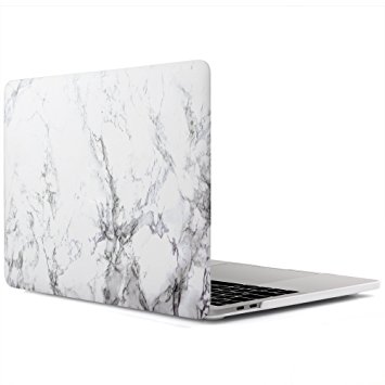 RENPHO Hard Case for A1707 New MacBook Pro 15 inch Retina with Touch Bar and Touch ID 2016 2017 Release Soft Touch Plastic Cover - White Marble