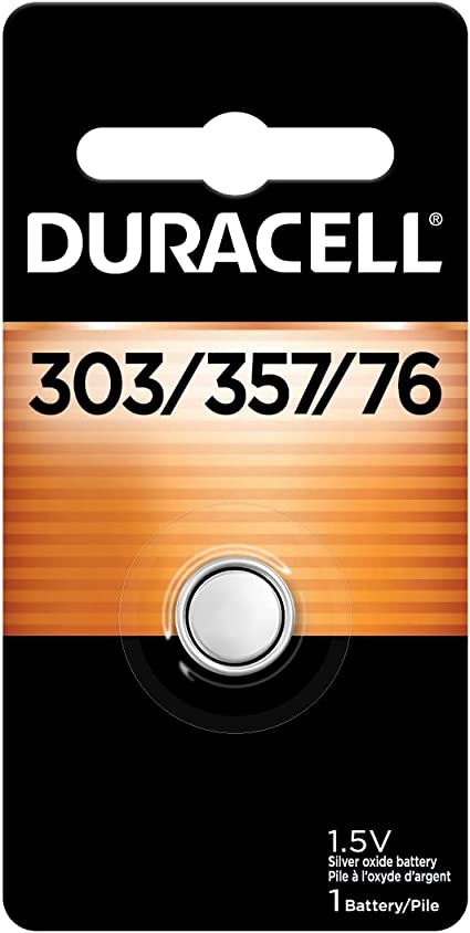 Duracell 303/357/76 Silver Oxide Button Battery, 1 Count Pack, 303/357/76 1.5 Volt Battery, Long-Lasting for Watches, Medical Devices, Calculators, and More