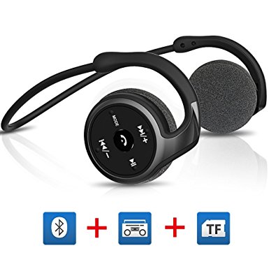 Titita Bluetooth Headset, Bluetooth 4.1 Stereo Over-Ear Sport Bluetooth Headphones 3 in 1(Bluetooth, FM Radio, TF Card Playing 32 GB) Function, Wireless Sweatproof Bluetooth Earbuds(black)